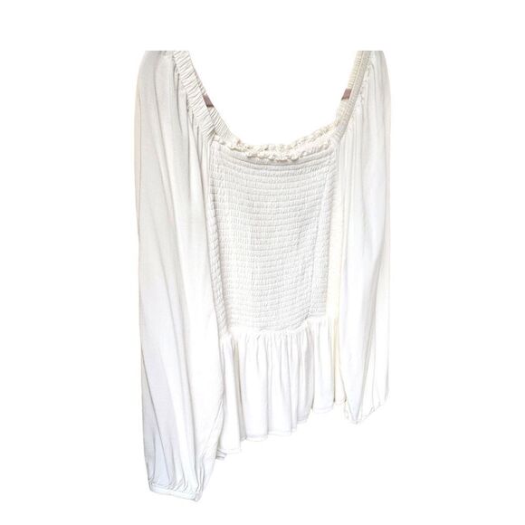 New TORRID Cloud dancer white smokedโbodice long sleeve cropped babydoll/Blouse - Picture 3 of 16